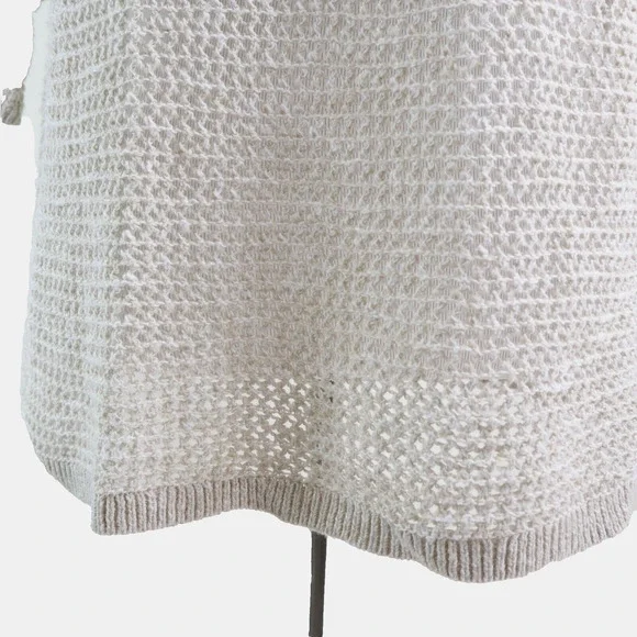 J Jill Size L Linen Blend Open Knit Sweater 3/4 Sleeve Pullover Cream - Picture 7 of 9